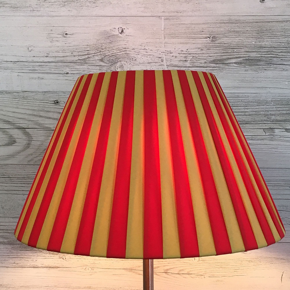 Gold and Red Pleated Lampshade